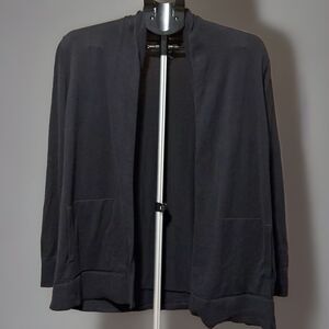 Lands' End Cardigan Women's Medium Black Long Sleeve Open Front Pockets